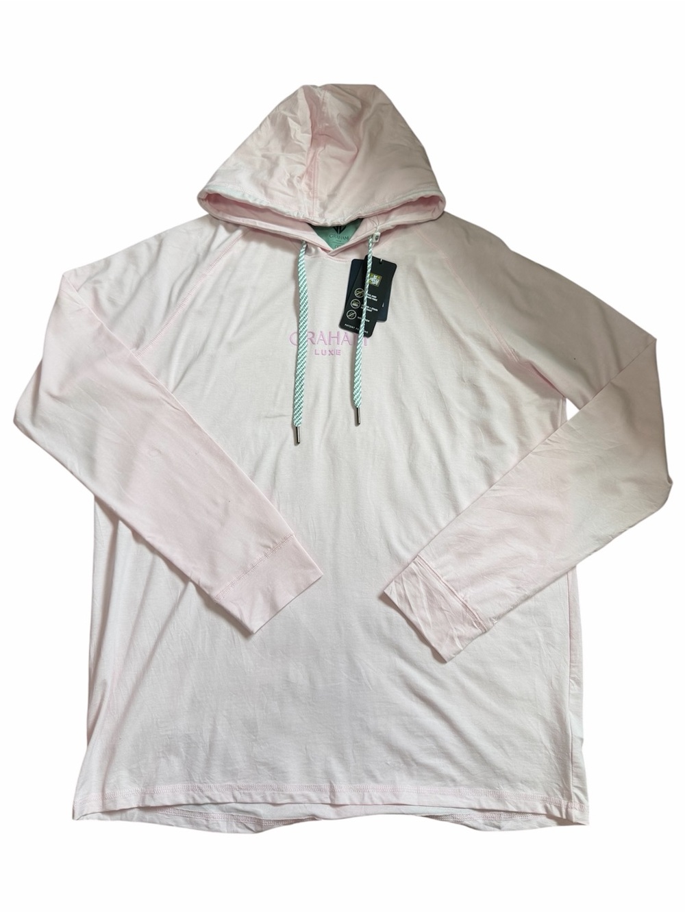 Graham Luxe Light Pink Hooded Long-Sleeve Pullover